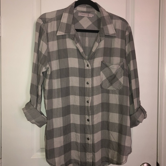 Billy T Long Sleeve Button Down Checkered Top Size Large - Picture 5 of 8